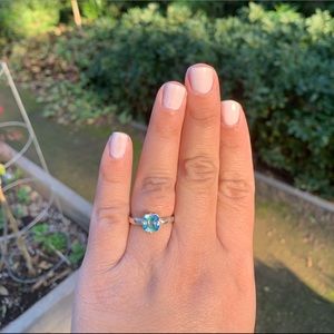 Blue Green Parti Sapphire Sterling Silver Ring